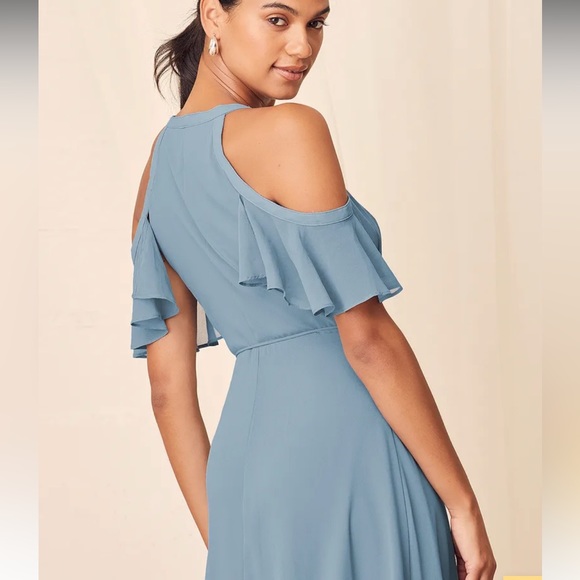 Easy Listening Slate Blue Cold-Shoulder Wrap Maxi Dress - Picture 7 of 11